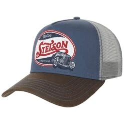 Riding Hot Rod Trucker Cap By Stetson -Hut Discounter Riding Hot Rod Trucker Cap by Stetson braun blau.63651 rf228