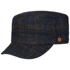 Shetland Wool Check Armycap By Mayser -Hut Discounter Shetland Wool Check Armycap by Mayser blau.63492 rf2