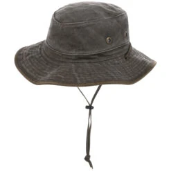 Washed Cotton Stoffhut Mit Kinnband -Hut Discounter Washed Cotton Stoffhut mit Kinnband dunkelbraun.61344 rf17